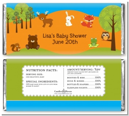 Forest Animals - Personalized Baby Shower Candy Bar Wrappers