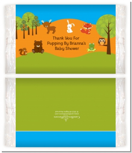 Forest Animals - Personalized Popcorn Wrapper Baby Shower Favors