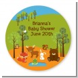 Forest Animals - Round Personalized Baby Shower Sticker Labels thumbnail