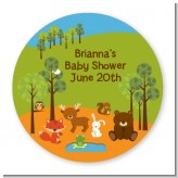 Forest Animals - Round Personalized Baby Shower Sticker Labels