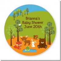 Forest Animals - Round Personalized Baby Shower Sticker Labels