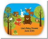 Forest Animals - Personalized Baby Shower Rounded Corner Stickers