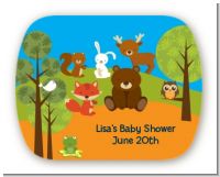 Forest Animals - Personalized Baby Shower Rounded Corner Stickers