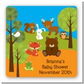 Forest Animals - Square Personalized Baby Shower Sticker Labels