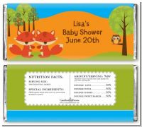Forest Animals Twin Foxes - Personalized Baby Shower Candy Bar Wrappers