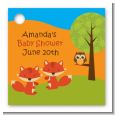 Forest Animals Twin Foxes - Personalized Baby Shower Card Stock Favor Tags thumbnail