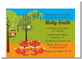 Forest Animals Twin Foxes - Baby Shower Petite Invitations