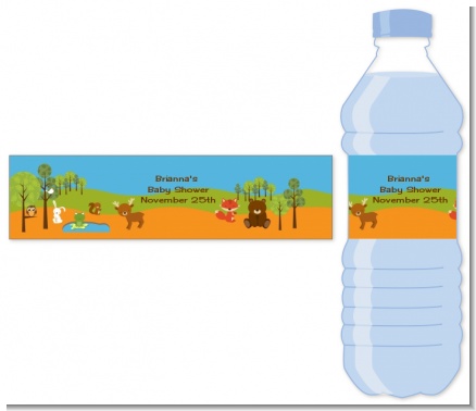 Forest Animals - Personalized Baby Shower Water Bottle Labels