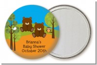 Forest Animals Twin Bears - Personalized Baby Shower Pocket Mirror Favors