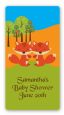 Forest Animals Twin Foxes - Custom Rectangle Baby Shower Sticker/Labels thumbnail