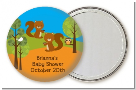 Forest Animals Twin Foxes - Personalized Baby Shower Pocket Mirror Favors