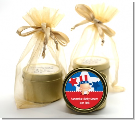 Fourth Of July Little Firecracker - Baby Shower Gold Tin Candle Favors