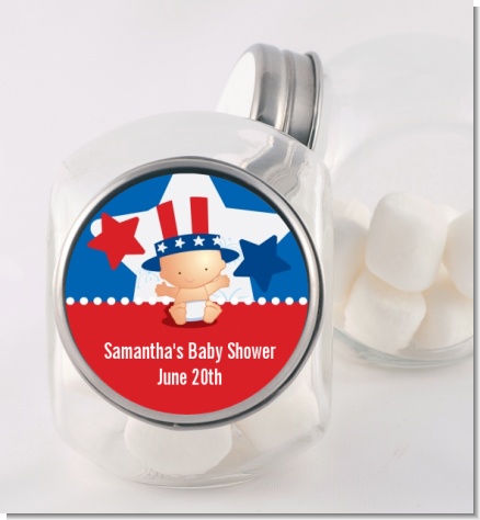 Fourth Of July Little Firecracker - Personalized Baby Shower Candy Jar