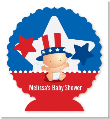 Fourth Of July Little Firecracker - Personalized Baby Shower Centerpiece Stand