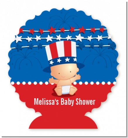 Fourth Of July Stars & Stripes - Personalized Baby Shower Centerpiece Stand