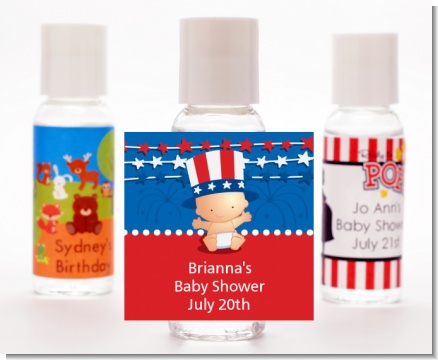 Fourth Of July Stars & Stripes - Personalized Baby Shower Hand Sanitizers Favors