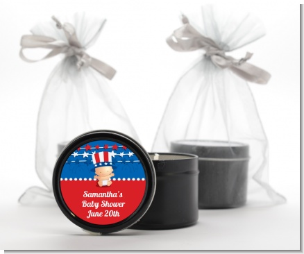 Fourth Of July Stars & Stripes - Baby Shower Black Candle Tin Favors