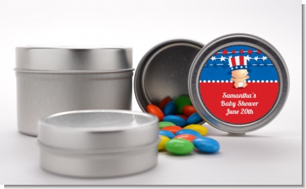 Fourth Of July Stars & Stripes - Custom Baby Shower Favor Tins