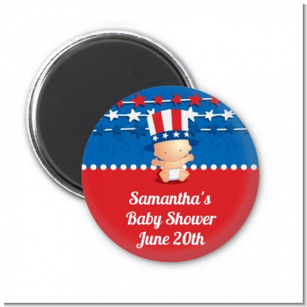 Fourth Of July Stars & Stripes - Personalized Baby Shower Magnet Favors