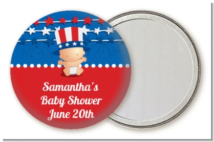 Fourth Of July Stars & Stripes - Personalized Baby Shower Pocket Mirror Favors