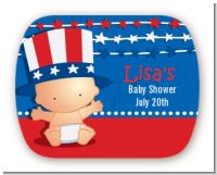 Fourth Of July Stars & Stripes - Personalized Baby Shower Rounded Corner Stickers