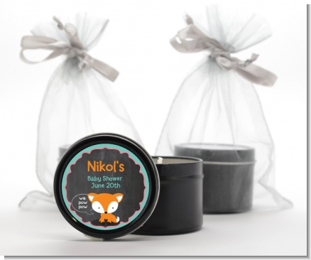Fox and Friends - Baby Shower Black Candle Tin Favors