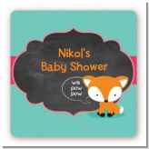 Fox and Friends - Square Personalized Baby Shower Sticker Labels