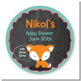 Fox and Friends - Round Personalized Baby Shower Sticker Labels