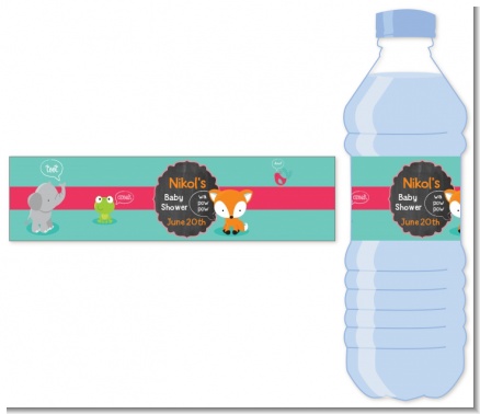 Fox and Friends - Personalized Baby Shower Water Bottle Labels