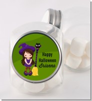 Friendly Witch Girl - Personalized Halloween Candy Jar