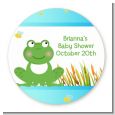 Froggy - Round Personalized Baby Shower Sticker Labels thumbnail