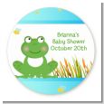 Froggy - Round Personalized Baby Shower Sticker Labels thumbnail