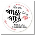From Miss To Mrs - Round Personalized Bridal Shower Sticker Labels thumbnail