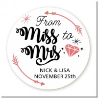 From Miss To Mrs - Round Personalized Bridal Shower Sticker Labels