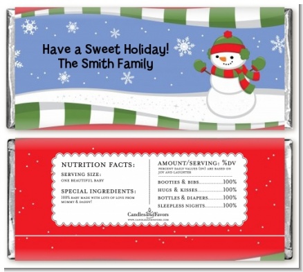 Frosty the Snowman - Personalized Christmas Candy Bar Wrappers