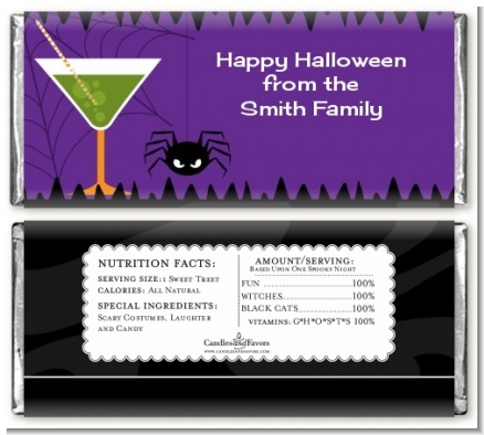 Funky Martini - Personalized Halloween Candy Bar Wrappers