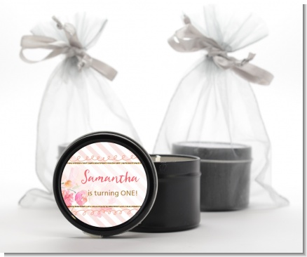 Fun to be One - 1st Birthday Girl - Birthday Party Black Candle Tin Favors