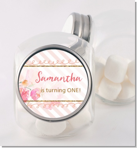 Fun to be One - 1st Birthday Girl - Personalized Birthday Party Candy Jar