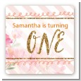 Fun to be One - 1st Birthday Girl - Square Personalized Birthday Party Sticker Labels thumbnail