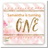 Fun to be One - 1st Birthday Girl - Square Personalized Birthday Party Sticker Labels
