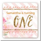 Fun to be One - 1st Birthday Girl - Square Personalized Birthday Party Sticker Labels