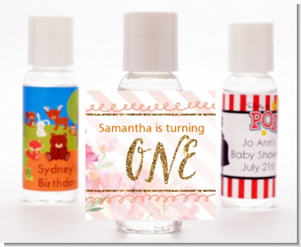 Fun to be One - 1st Birthday Girl - Personalized Birthday Party Hand Sanitizers Favors