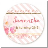 Fun to be One - 1st Birthday Girl - Round Personalized Birthday Party Sticker Labels