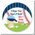 Future Baseball Player - Round Personalized Baby Shower Sticker Labels thumbnail