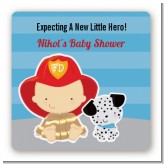 Future Firefighter - Square Personalized Baby Shower Sticker Labels