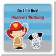 Future Firefighter - Square Personalized Birthday Party Sticker Labels thumbnail