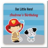 Future Firefighter - Square Personalized Birthday Party Sticker Labels