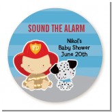 Future Firefighter - Round Personalized Baby Shower Sticker Labels