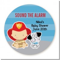 Future Firefighter - Round Personalized Baby Shower Sticker Labels