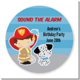 Future Firefighter - Round Personalized Birthday Party Sticker Labels